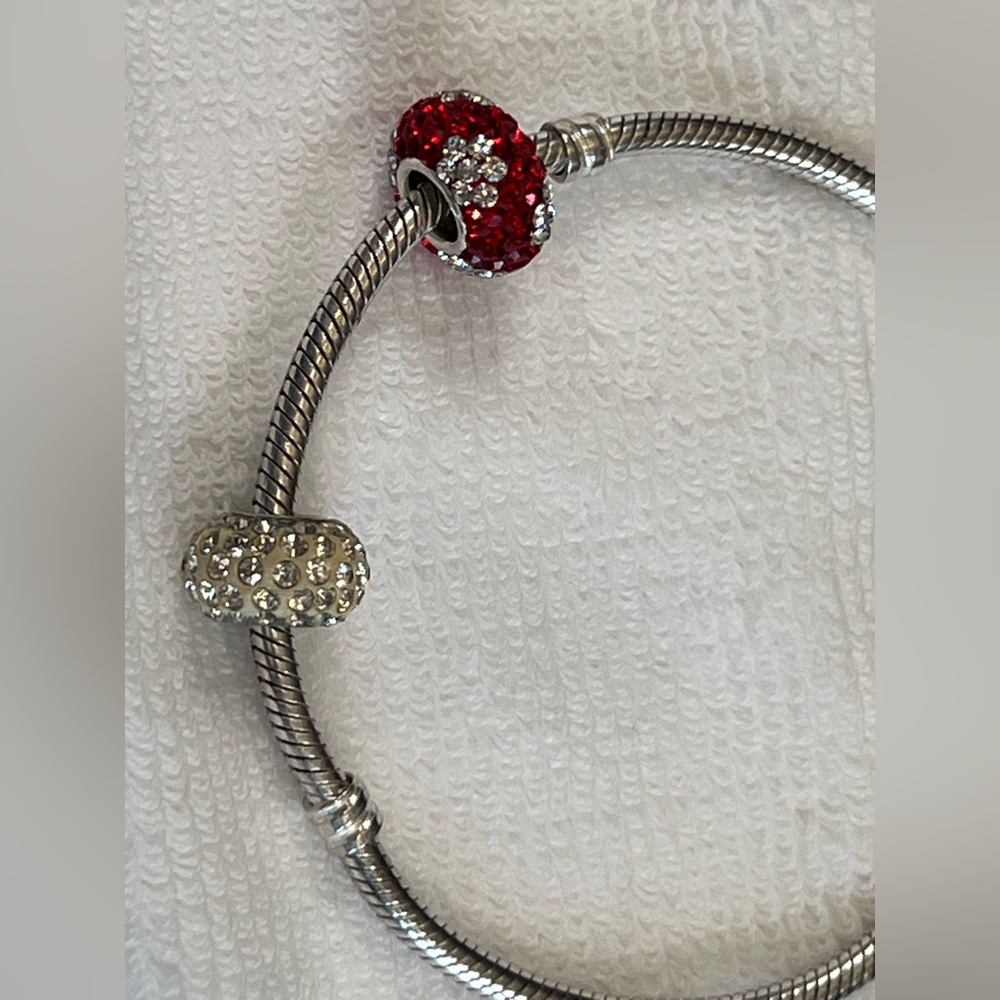 Pandora Silver Bracelet with Red and White Accents - Picture 4 of 6